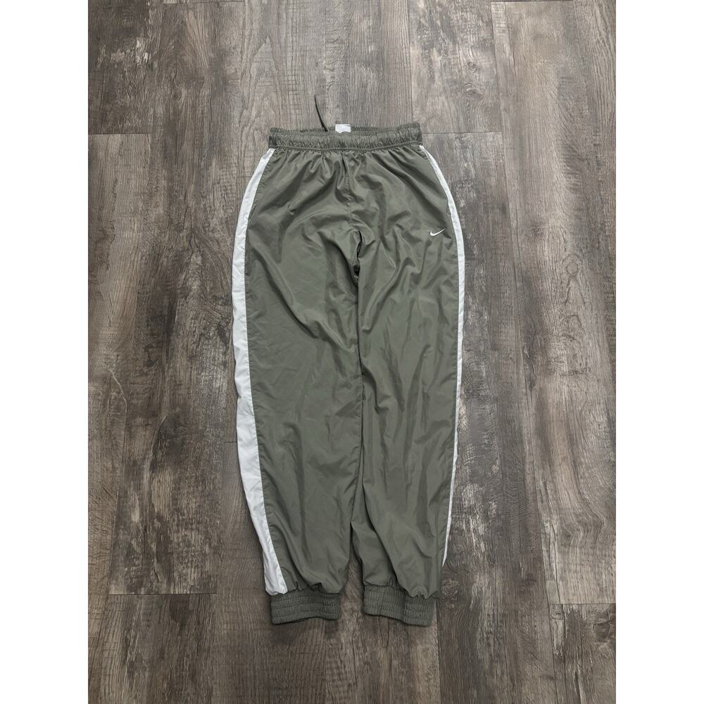 Y2K Nike Women’s Track Pants Size Medium Khaki And White